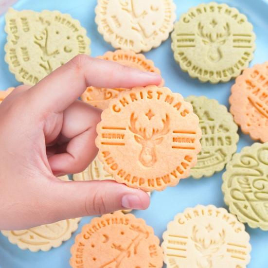 

4 шт./компл., рождественский резак для печенья, круглый пружинный пресс, пищевой антипригарный пресс, сделай сам, шапка, штамповка, пресс-форма, набор, кухонные инструменты для выпечки