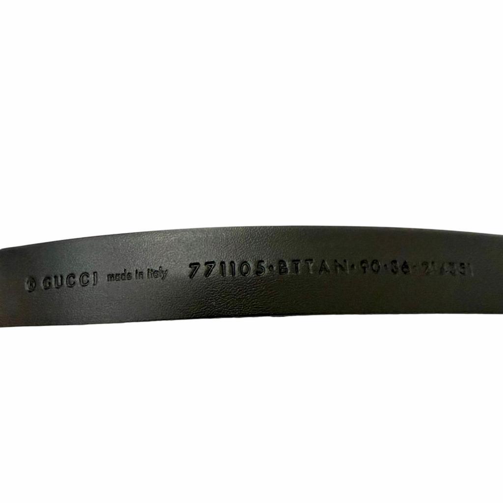 Pristine GUCCI Belt Reversible with Square Buckle Black Leather Mens 771105 Used
