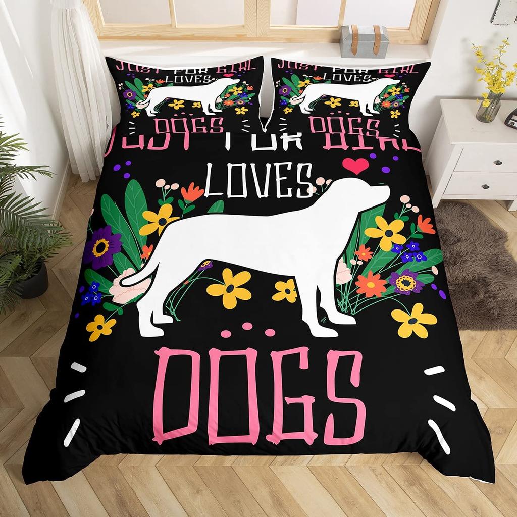 Kids Cartoon Dogs Duvet Cover Set King Size Corgi Pug Pattern Comforter Cover For Boys Girls Adult Bedroom Decor,Cute Puppy Pet