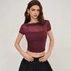 Pure desire wind one-word shoulder mesh short-sleeved top women's summer inner with suspenders, thin versatile short top Spice girl suit