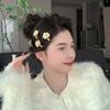 5pcs Hairstyle Tools Golden Flower Hair Forks Elegant Wave Zinc Zinc Alloy Barrettes Pearl Side Clips  Wedding
