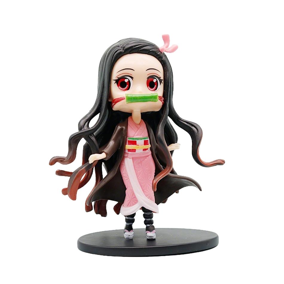 New Anime 13Cm Demon Slayer Figure Nezuko Tanjirou Zenitsu Inosuke Kyoujurou Giyuu Kawaii Qposket Pvc Model Toys Children Gift