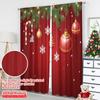 2pcs 2D Flat Printing Christmas Window Curtains Christmas Ornaments Hanging Red Background 100% Polyester Fabric Without