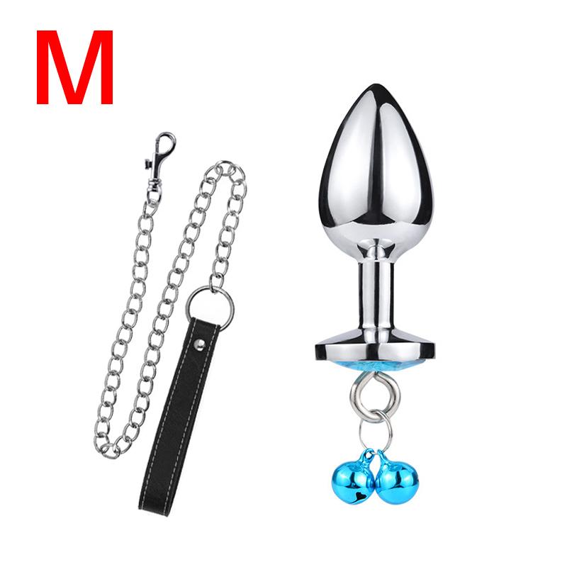 Analplug Sexspielzeug Edelstahl Glattstahl Buttplug mit Glöckchen rundem Kristallanhänger