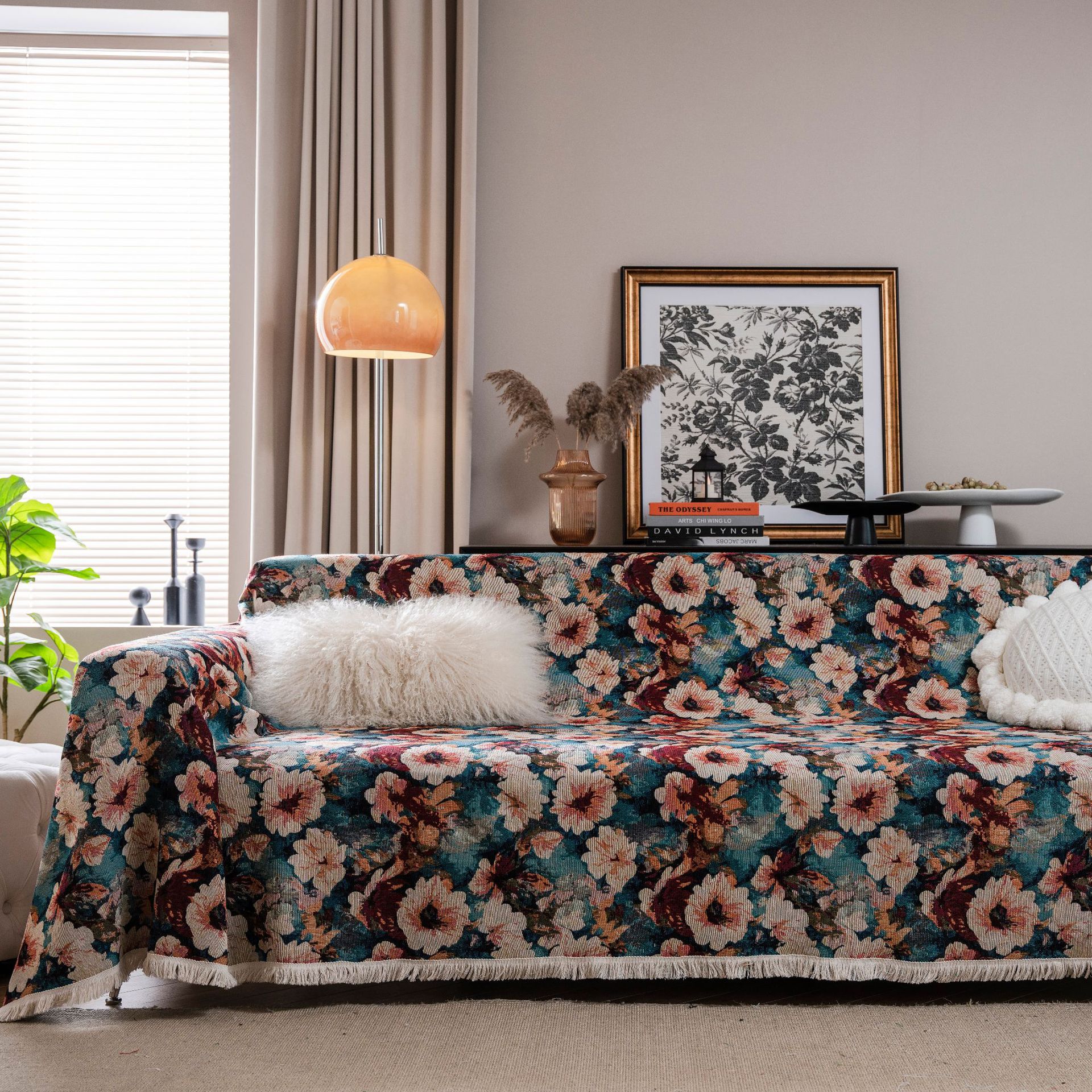 

Полотенце для дивана Нескользящий и грязеотталкивающий чехол для дивана Цельный жаккардовый диванный чехол с бахромой 140*180