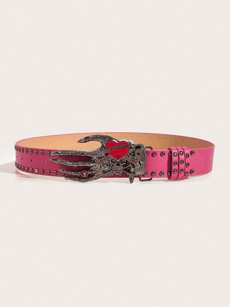 American Punk Hot Girl Y2K Skull Love Palm Belt, Niche Versatile Fashion Belt