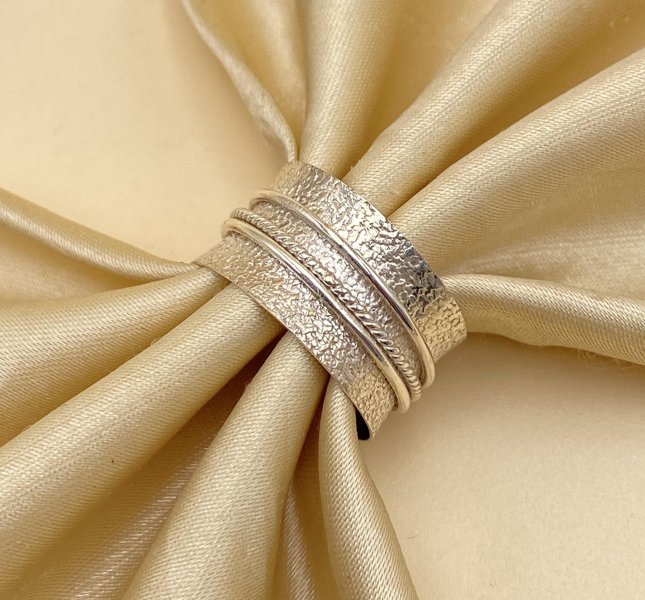 

Кольцо из стерлингового серебра 925 пробы, двухцветное кольцо-спиннер, кольцо-спиннер, кольцо ручной работы, кольцо-кольцо, кольцо для медитации, вращающееся кольцо, подарок для нее.