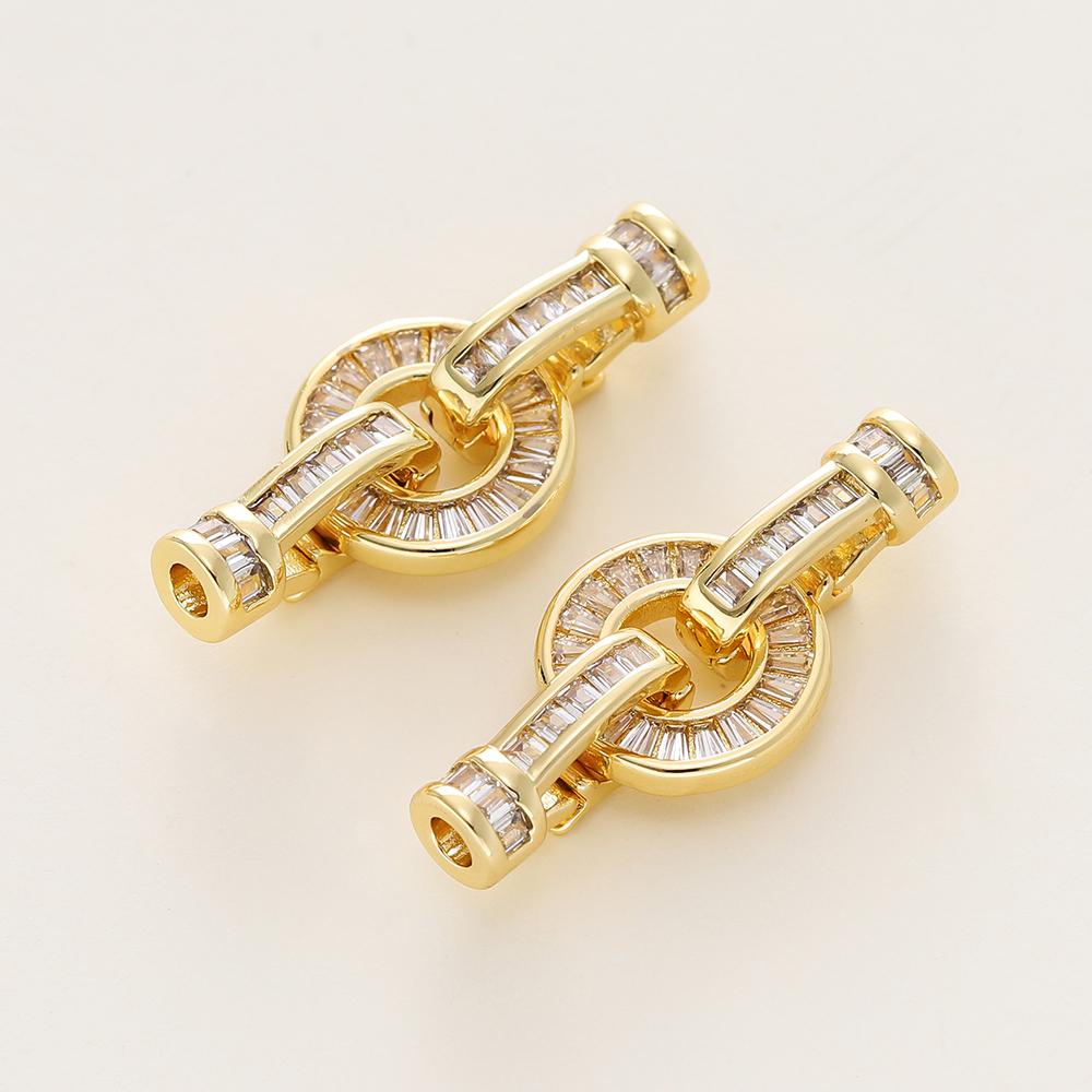 1/2Pcs/Pack 14/18K Gold Plated Inlaid Zircon Connector End Caps Fastener Clasps for DIY Jewelry Bracelet Making Accessories