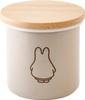 Fuji Enamel Miffy Pastel Storage Container/Canister, Wooden, with Lid and Gasket, 9cm, Greige, Ghost Miffy Enamel