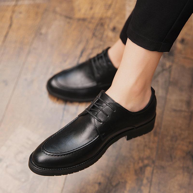 

Молодежная мужская обувь из натуральной кожи светло-коричневого цвета, модные деловые туфли, обувь для парикмахеров, качество, бесплатная доставка, черный цвет 40 чёрный