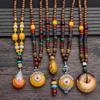 Handgefertigte Nepal Buddhistische Mala Perlen Anhänger Halskette Ethnisch Holzperlen Langer Schmuck Geschenke Für Frauen