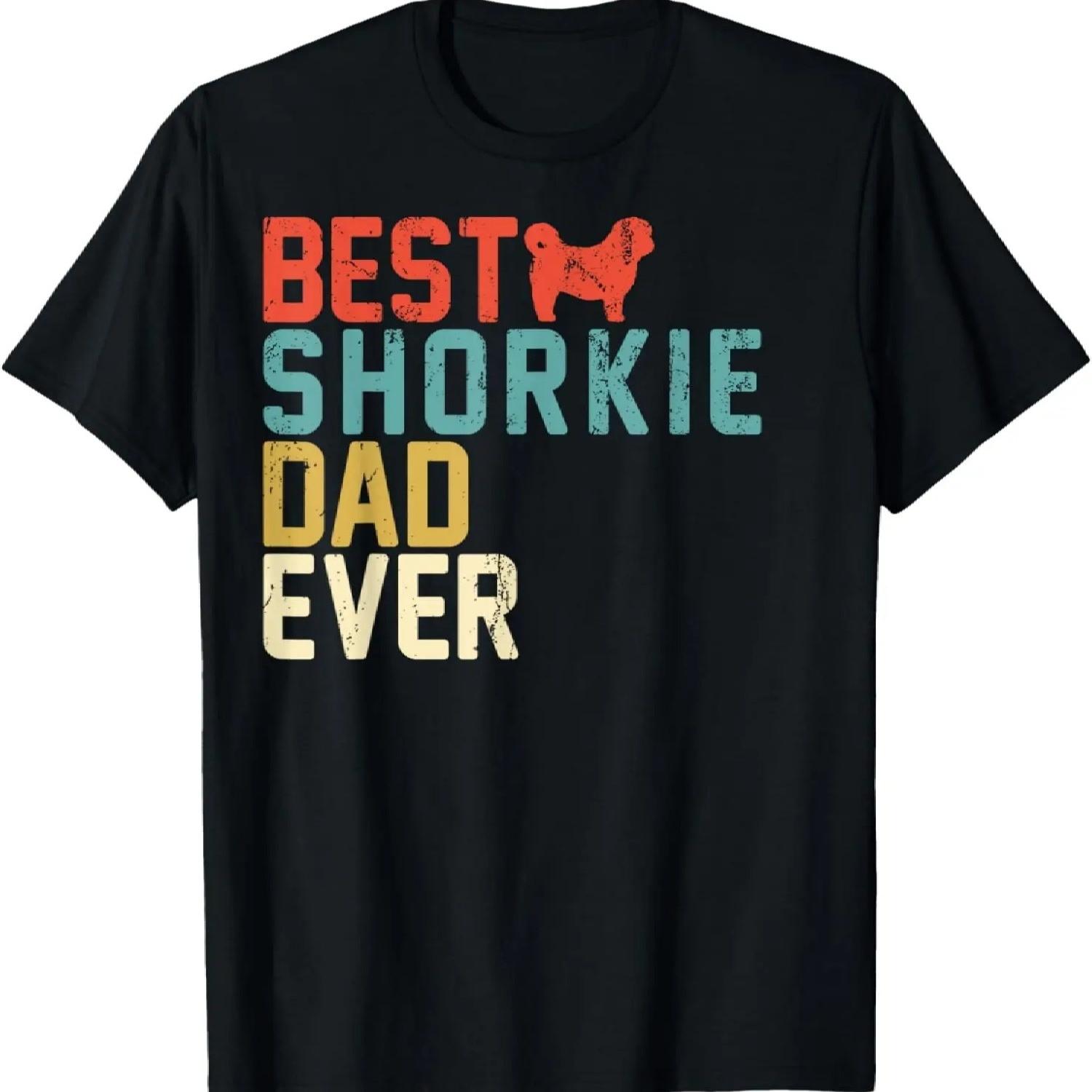 Best SHORKIE Dad Ever Shirt, Retro Vintage T-Shirt S чёрный