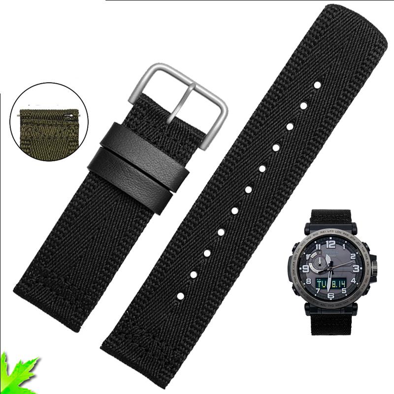 Voor Casio PRG-600YB PRG-650 PRW-6600 GA2000 Nylon Band Waterdichte Polshorlogeband Armband Nylon Horlogeband langere Band 24mm