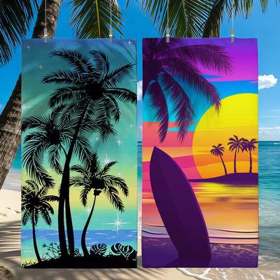 Fashion Palm Tree Pattern Towel Quick Drying Beach Towels Are Suitable For Swimming Pools Camping Yoga And The Gym