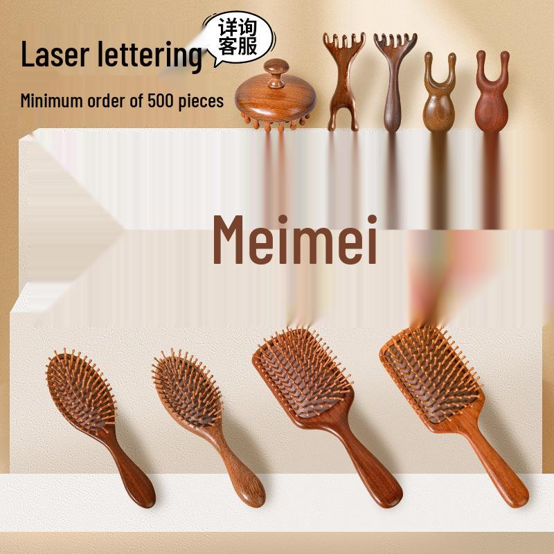 Golden Sandalwood Five-Tooth Meridian Massage Comb