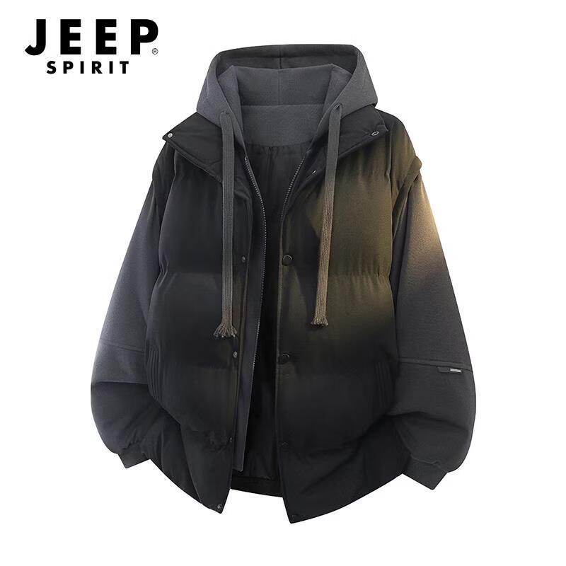 

JEEP SPIRIT Unisex Hooded Faux Two-Piece Padded Jacket M