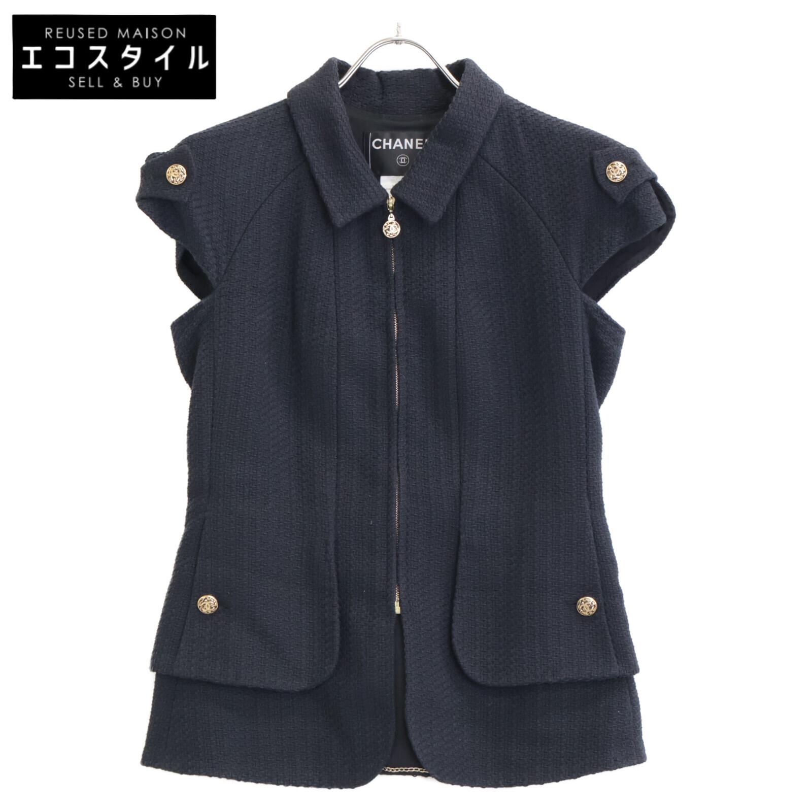 

CHANEL 07P P30569V20732 CC Button French Sleeve Tweet Jacket Jacket 36 NavyUsed