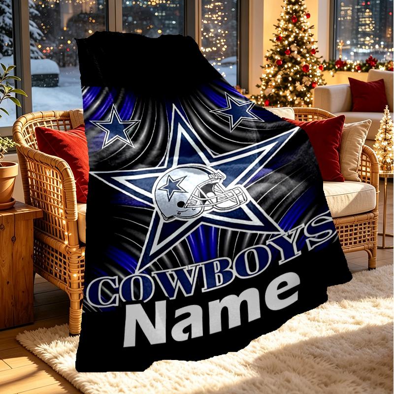 Custom Name Personalized Dallas Cowboys Print Blanket, Home Decor, Bedroom, Sofa, Camping, Couch, Gifts for Birthday ChristmasEnthusiasts