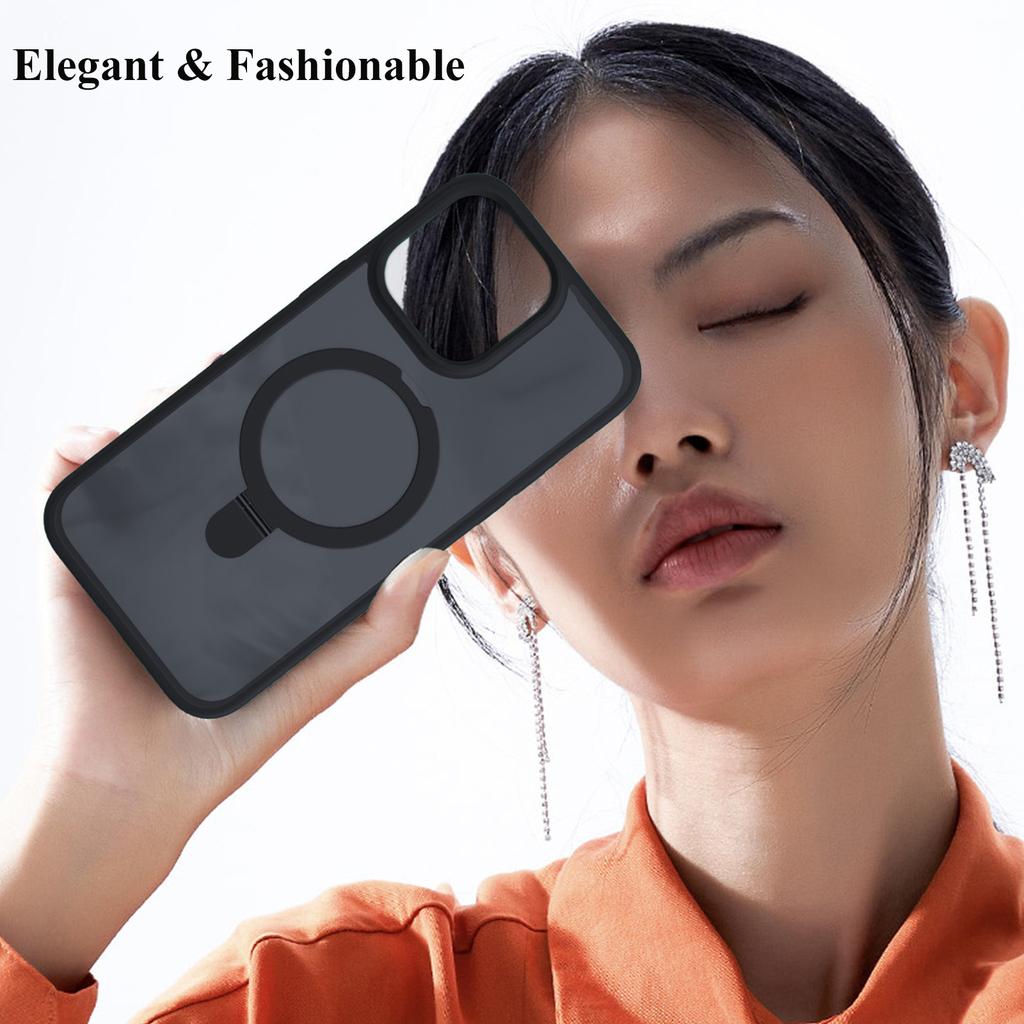Magnetic Mobile Phone Case with Ring Stand for iPhone 17 16 15 14 Pro Max  Plus 13 12 11 Cases Translucent Cover with Protector