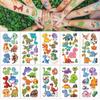 10 folhas de adesivos de tatuagem de dinossauro fofos com desenho animado para rosto, braço e corpo, adesivos temporários à prova d'água para festa infantil, presentes