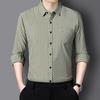 Herren Gestreiftes Langarmhemd Lässiges Button-Down-Hemd mit Brusttasche Normale Passform