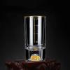 100 ml Whiskyglas mit dickem Boden, 2er-Set, Baijiu-Becher, klassisches Wodkaglas mit Goldfolie, luxuriöser Spirituosenbecher mit goldenen Skalenlinien