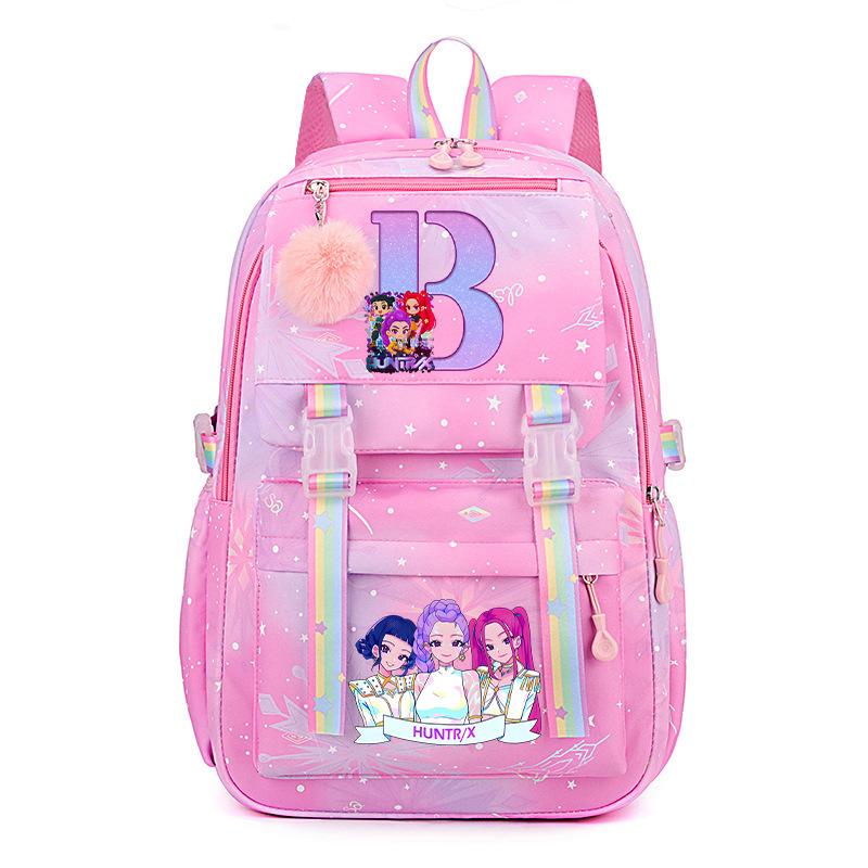 Anime Cartoon Letter Print Small Fresh Rainbow Backpack Korean Version Trend Student Large Capacity Schoolbag