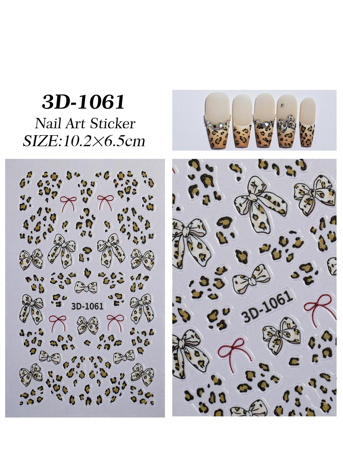 leopard print bow nail sticker flat European and American Maillard style leopard print sticker fashionable durable decoration
