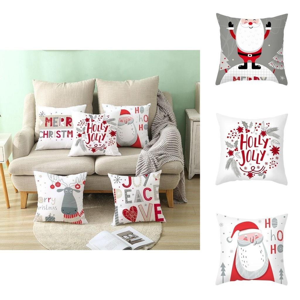 Luxurious Peach Skin Velvet Christmas Cushion Cover With Charming Santa Claus Print For Home