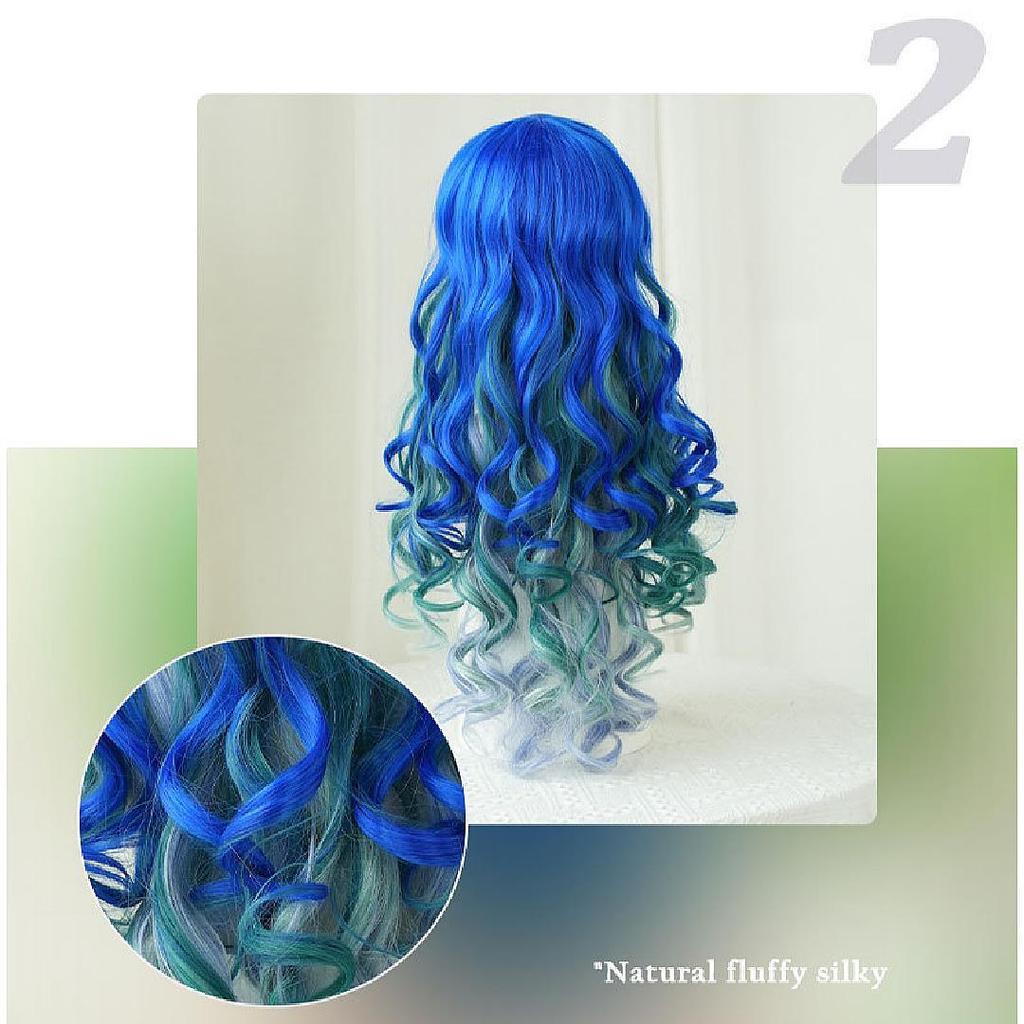 2025 Europäische Mode Lange gewellte lockige Perücke für Frauen Bule