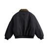 2025 Winter Men's Black Retro Color Block Jacket with Lambswool Lapel