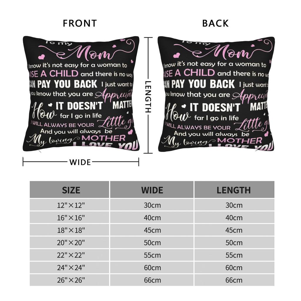 Mother's Day  Pillowcase Polyester Cushion Cover Decoration Letter From Daughter Pillow Case Cover Seater Square 18'