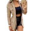 Women S Turn Down Collar Long Sleeve Cargo Jacket With Pockets Slim Fit Windbreaker