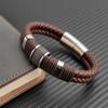 Bracelet for Men Multilayer Bangles Magnetic Clasp Imitation Cowhide Braided Multi Layer Wrap Trendy Bracelet Armband Gift