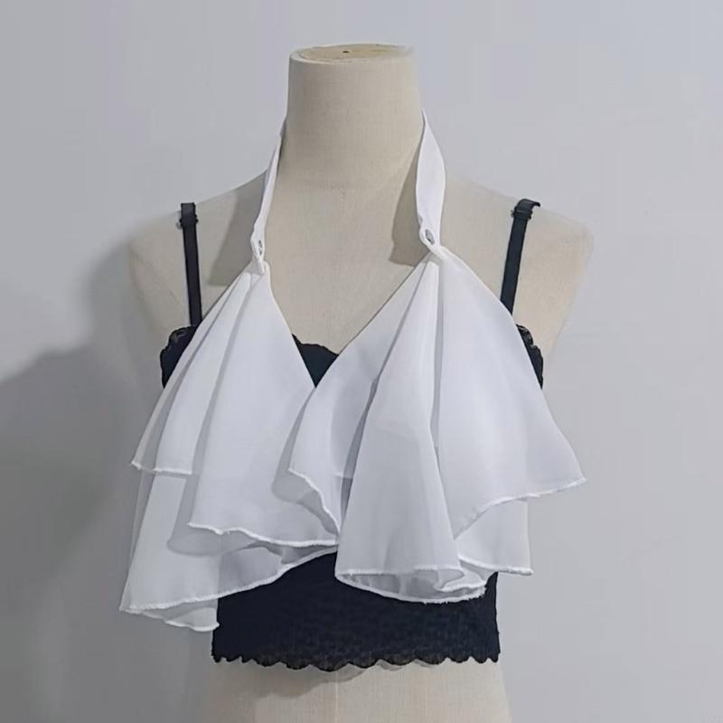Y3NE Victorian Detachable Fake Collar Layered Jabot Necktie For Medieval Costume Historical Reenactment Themed Party