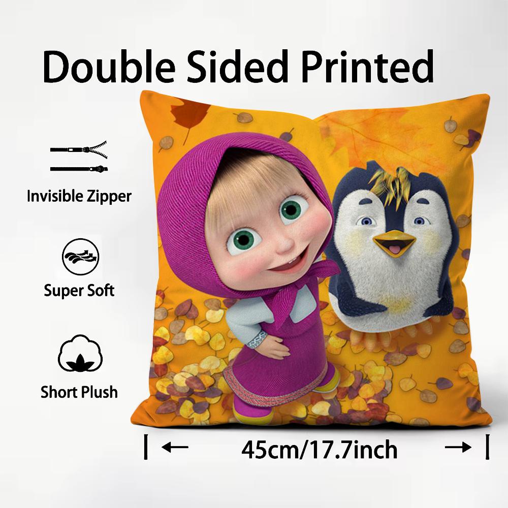 Anime M-Mascha und die B-Bären Kissenbezug Bequemer Wendekissenbezug Ideal für Auto Sofa Schlafzimmer & darüber hinaus