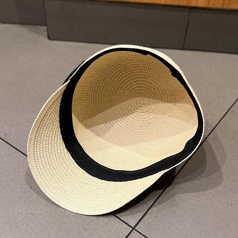 Korean Version Of Straw-Woven Equestrian Hat Women'S Spring Summer Outdoor Outing Visor Hat Versatile Peaked Hat Straw Hat
