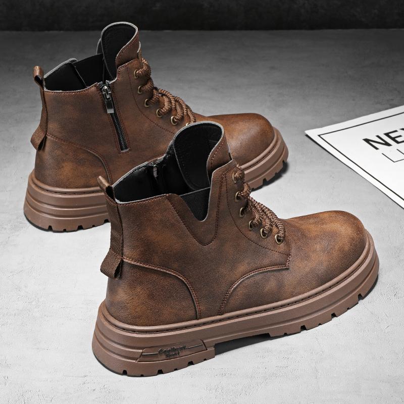 Ankle Boots Men's Denim Boots Rubber Sole Men Work Shoe Brown Motorcycle Shoes Platform Designer Shoes Classic Short Boots