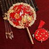 Handmade Bride Hand Held Fan Chinese Style Hanfu Fan Elegant Bride Group Fan  Dance Performance