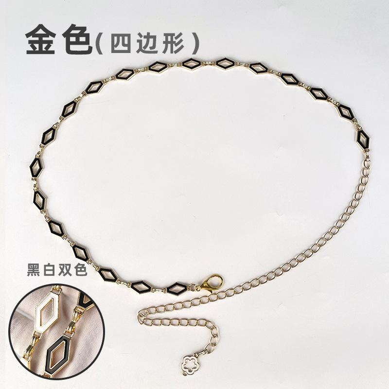 

Женская металлическая поясная цепочка с джинсовым платьем, пояс в стиле маленького ароматного ветра, цепочка с полым четырехлистным клевером и цветком сливы