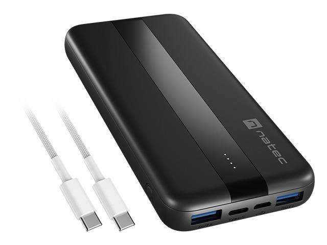 Powerbank Natec Trevi Slim Q V2 10000mAh PD USB-C 20W + USB-A 18W + Kabel USB-C - USB-C