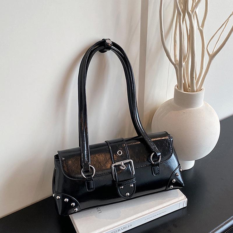 Yogodlns Stylish Retro Girl Underarm Bag French Bread Bag Commuter Aesthetic Shoulder Bag Urban Minimalist Large Capacity Handbags
