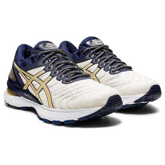 Asics Gel-Nimbus 22 Mesh Comfortable Durable Low-Top Running Shoes Women Sneaker White Blue 1012A807-100