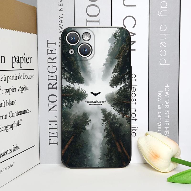 Vintage lesní krajina Sněžná hora Scenérie Pouzdro na telefon pro iPhone 17 16 12 11 14 Plus 13 15 ProMax 13 Mini X XS XR Měkký kryt