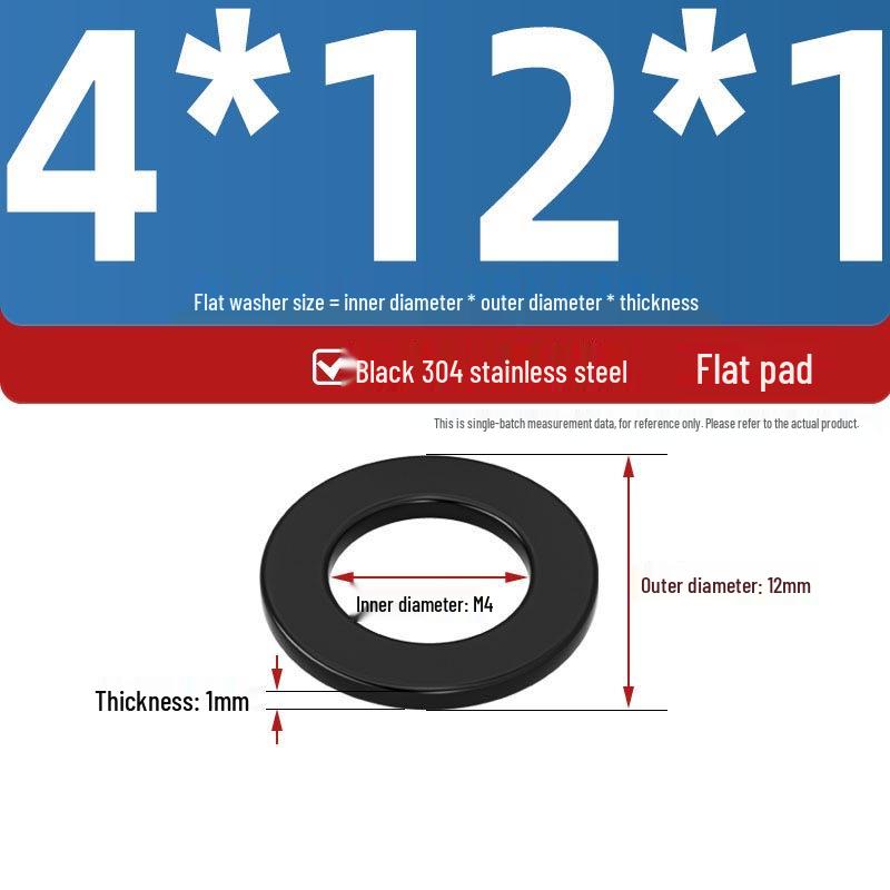 Ultra-Thin Black Zinc-Plated Stainless Steel Flat Washer (M2-M20)