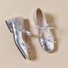 Silver Single Shoes Women's 2025 New with Skirt Spring Light Mouth Thick Heel Bow Grandma Mary Jane Shoes Small Leather Shoes