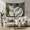 Cat Tapestry Mysterious Moon Flower Wall Hanging Gothic Bohemian Aesthetic Boho Bedroom Living Room Home Decor Wall Art