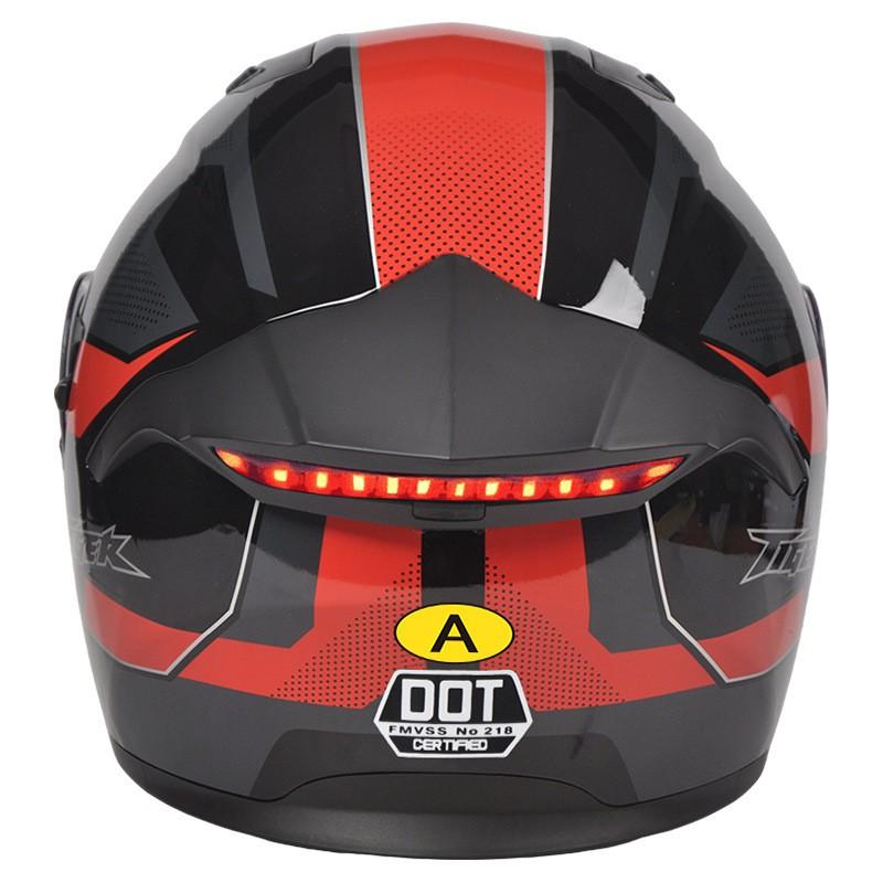 Full Face Motorcycle Helmet With LED Rear Light Men Women 3C DOT Certified Flip-Up