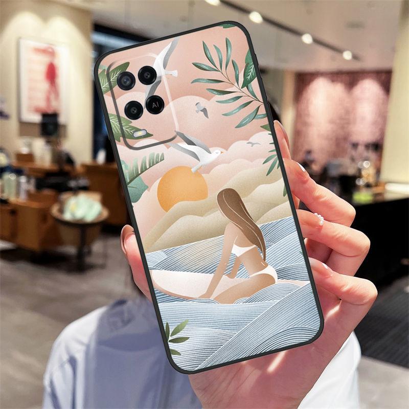 Surfboard Surfing Surf Girl Case For Oppo A94 A54 A40 A60 A80 A98 A78 A18 A38 A58 A16 A76 A96 A17 A77 A74 A57S A15 Cover