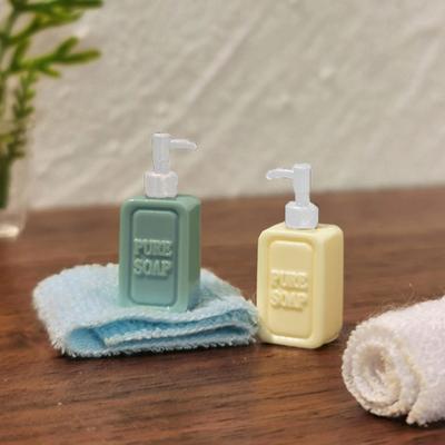 1:12 Scale Mini Lotion Dispenser Miniature Dollhouse Bathroom Accessories Resin Tiny Soap Bottle for DIY Micro Scene Decor